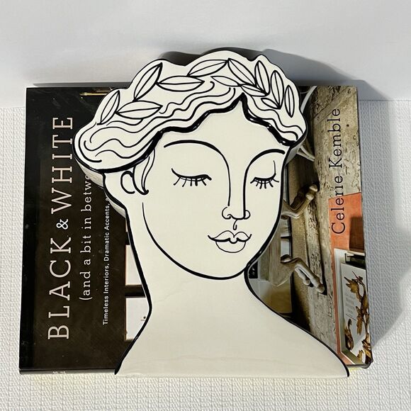 Elegant Head Ceramic Vase Planter Bridgerton Victorian Bust Black and White - Picture 12 of 17